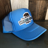 Hermosa Beach SURFING GRIZZLY BEAR Trucker Hat - Col. Blue