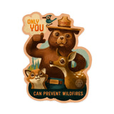 Smokey Bear and Friends - Only You Can Prevent Wildfires - (Vinyl Die-cut Sticker, Indoor/Outdoor)
